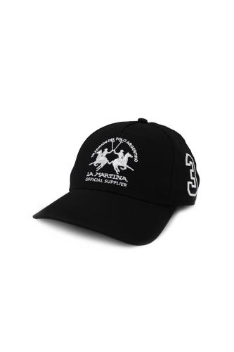 La Martina ανδρικό καπέλο με logo print - CCUH60-TW451 Μαύρο